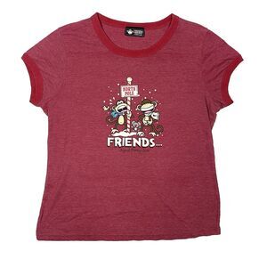 Bobby Jack Monkey Graphic T-Shirt Burgundy North Pole Y2K Vintage Large